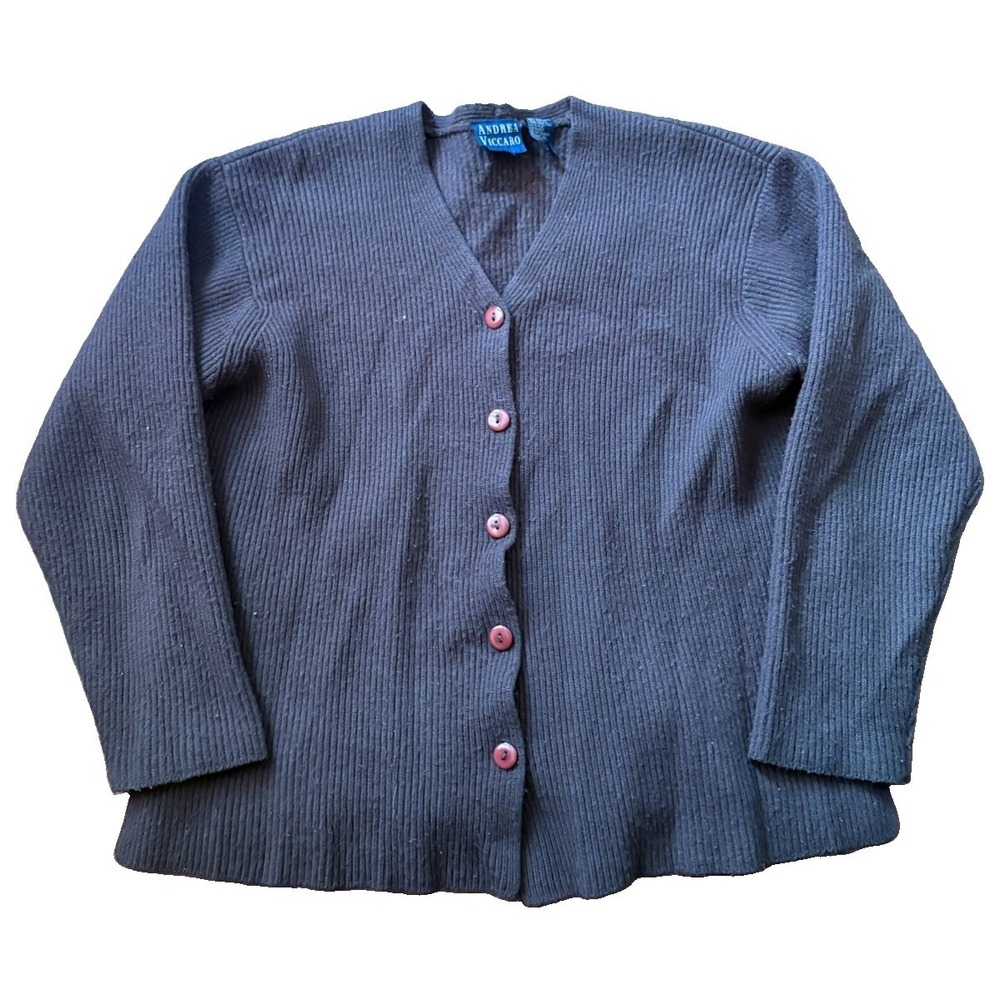 Andrea Viccaro Womens Brown Lambswool Knit Button Front Cardigan‎ Large